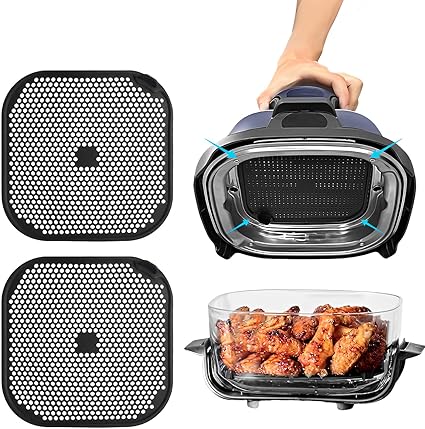 2 Pcs Ninja Air Fryer Splatter Screen, Silicone Combi Accessories For Ninja Crispi Fn101, Reusable Air Fryer Replacement Parts(Updated Version with Larger Cooling Holes)
