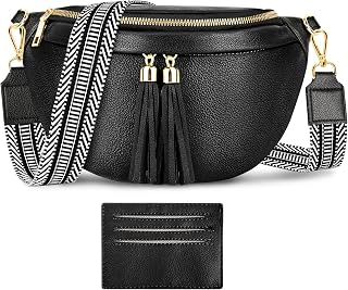 Small Crossbody Bum Bags for Women,Tassel Fanny Packs Crossbody Fashion Sling Purse Leather Shoulder Bag Causal