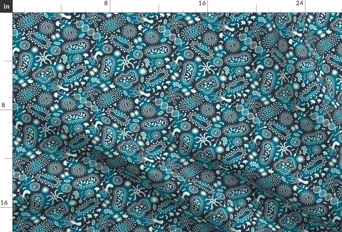 Spoonflower Fabric - Microbes Ditsy Bacteria Science Biology Micro Printed on Upholstery Velvet Fabric Fat Quarter - Upholstery Home Decor Bottomweight Apparel