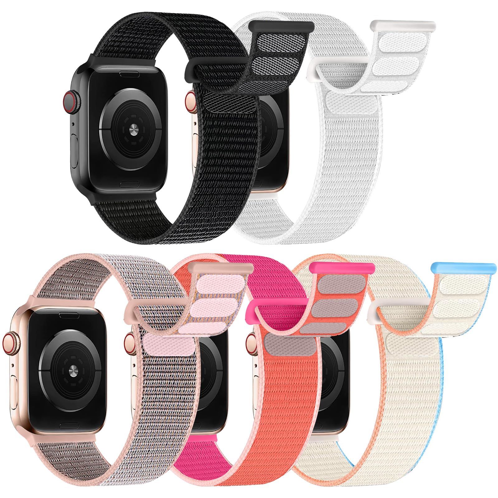 chinbersky 5 Pack Solo Loop Armband Kompatibel mit Apple Watch Armband 45mm 44mm 42mm 41mm 40mm 38mm,Verstellbares Dehnbare Nylon Sport Band für iWatch Ultra Series 11/10/9/8/7/6/5/4/3/2/1/SE