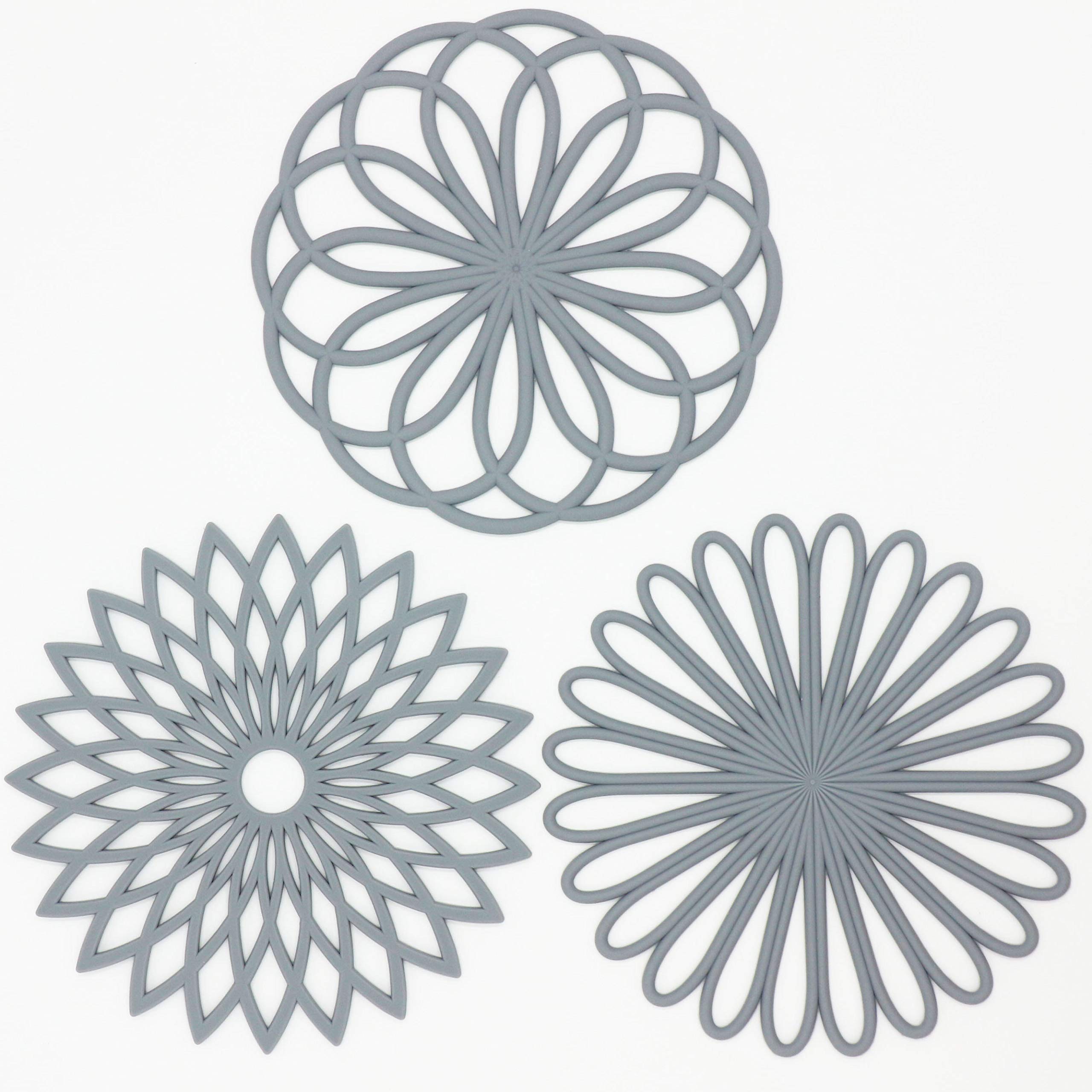 Smithcraft Silicone Trivets for Hot Dishes, Pots and Pans, Trivet Mat Hot Pads for Kitchen, Silicone Heat Resistant Mats for Countertop, Trivets Table & Quartz Countertops Color Grey