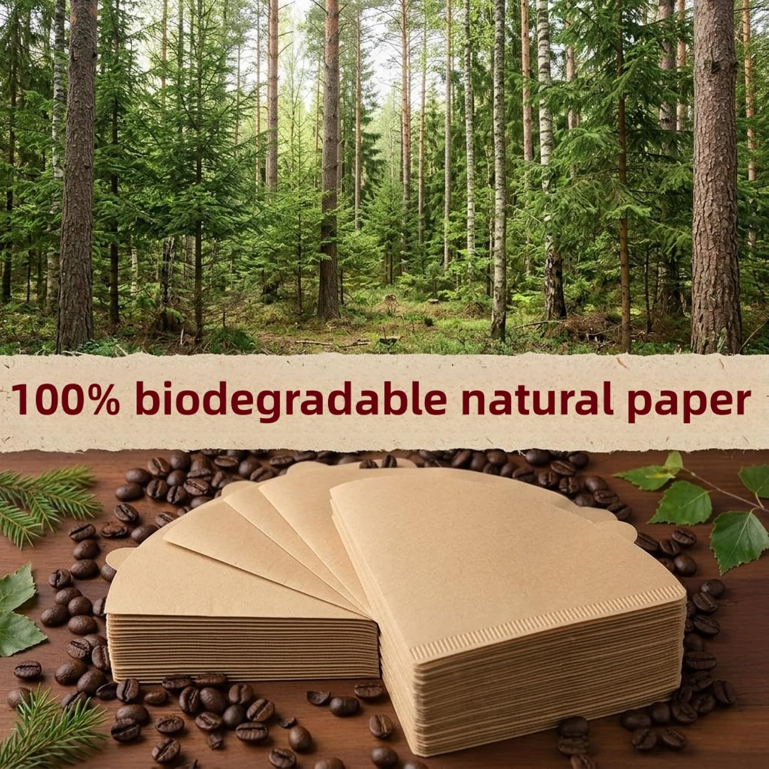 Size 02 Cone Coffee Filters (100 Count), Unbleached V02 Natural Paper for 1-4 Cups, Compatible with Conical Pour Over Coffee Dripper & Drip Coffee Maker, Smooth Taste for Home Office Daily Brew image 4