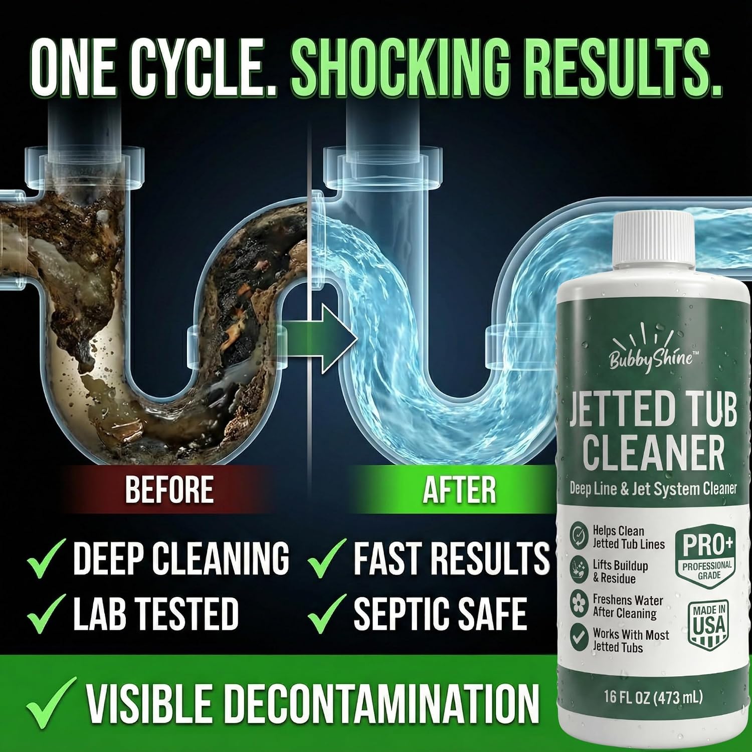 BubbyShine Jetted Tub Cleaner for Bathtub Jets, Jet Tub Cleaner, 16 oz