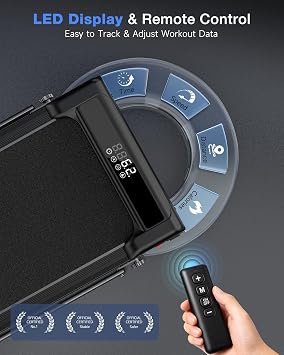 Treadmill Walking Pad with 8% Incline, 3.0HP Foldable Treadmills for Home | 1-10km/h Adjustable Speed, 140kg Capacity,lt;35 dB Low Noise, LED Display & Remote, No Assembly, Door to Door Delivery