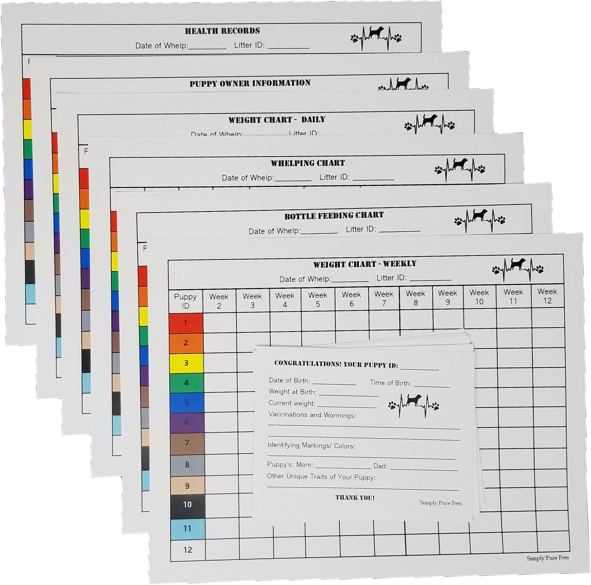 Puppy Whelping Charts for Record Keeping, Great for Breeders, Works Great for Recording and Tracking Data for Litters