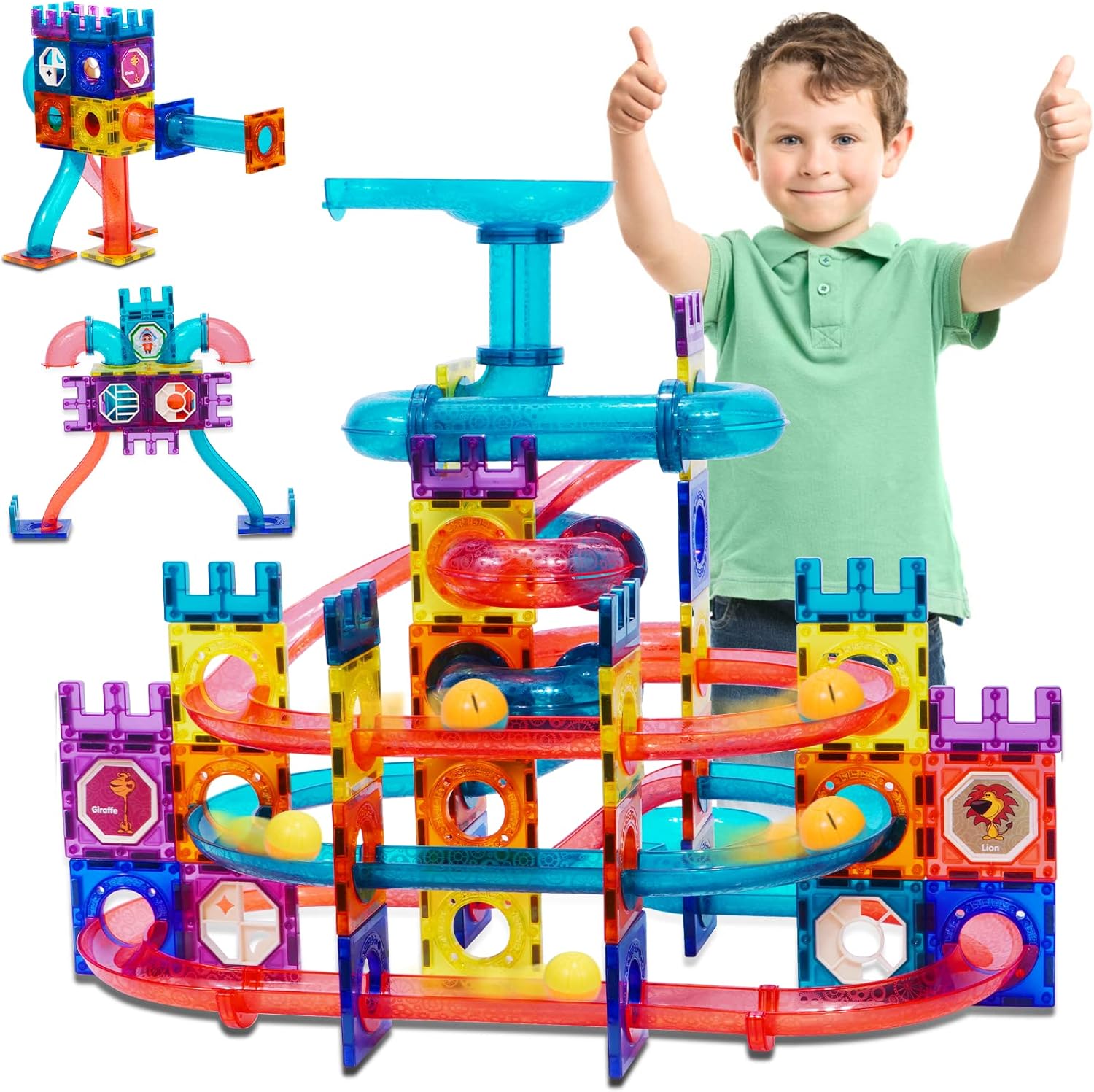 Buy Couomoxa 125 Pcs Marble Run Tiles Race Track Building