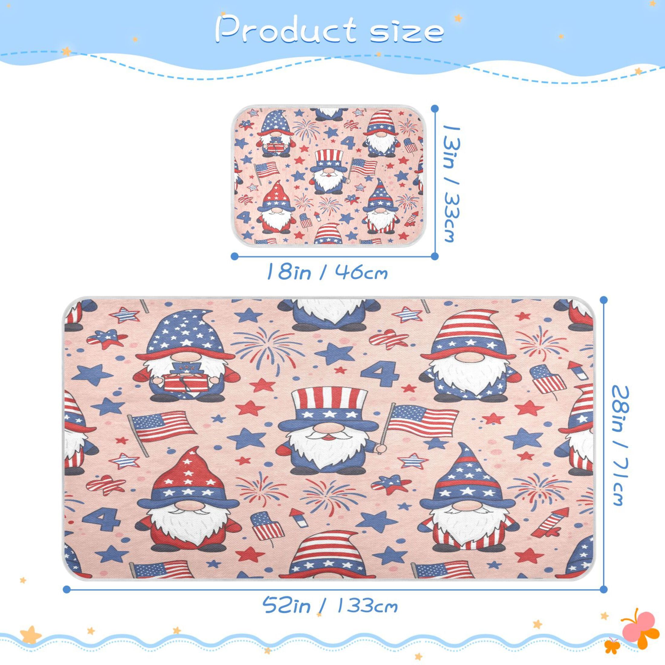 Takiito Gnome USA Baby Cooling Mattress Pad, Soft & Breathable Cooling Mat Keep Baby Cool in Summer 28x52 in, Nursery Essential