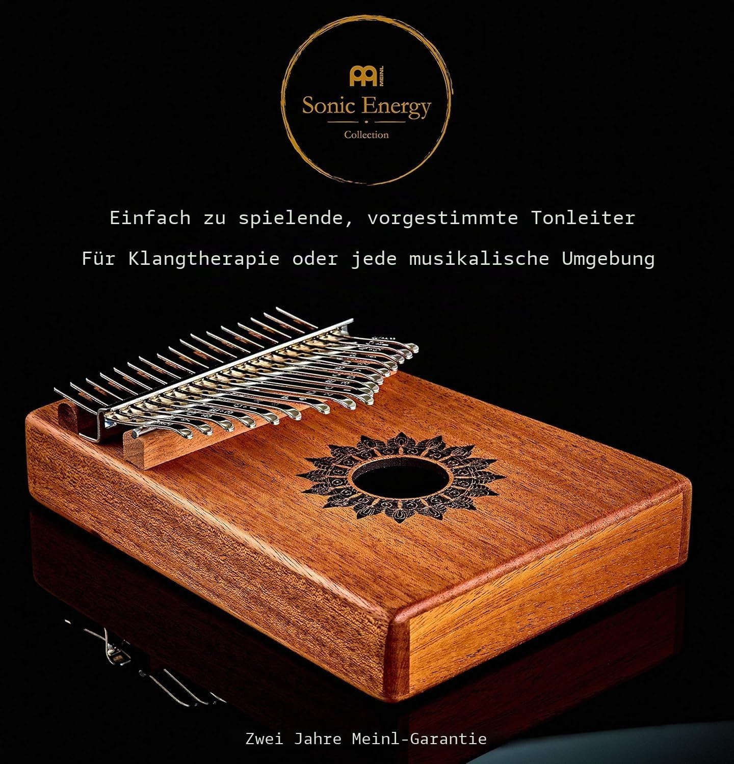 Sonic Energy Soundhole Kalimba, 17 Töne, Mahagoni (KL1708H) | C-Dur, 440 Hz, mit Schallloch, matt, inkl. Etui, Hülle, Tuch und Stimmhammer, Mahagoniholz, Stahl