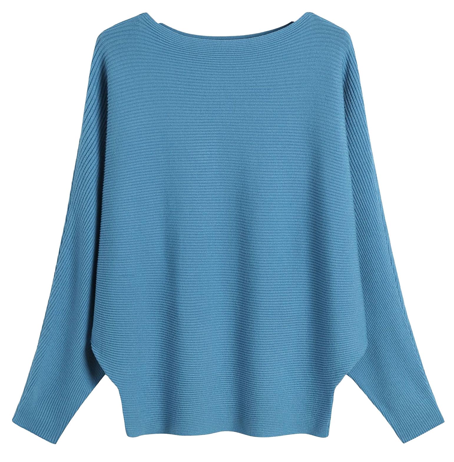 FULIER - Maglione Dolman da donna, con maniche a pipistrello e scollo a barchetta, lavorato a maglia, vestibilità ampia, taglia unica