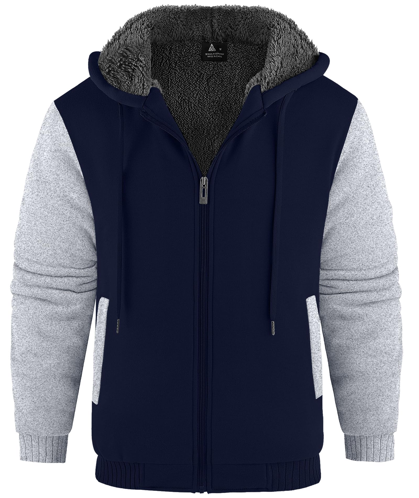 JACKETOWN Herren Kapuzenpullover Sweatshirt Reißverschluss Sweatjacke Gefüttert Hoodie Warm Fleece Winterjacke Teddyfutter Fleecejacke mit Kapuze