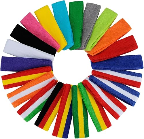 Miniatura 7 de Juego de Bandas Deportivas ONUPGO para la Cabeza y Muñequeras de Tela de Rizo - Bandas Deportivas para la Cabeza y Muñequeras de Algodón - Bandas