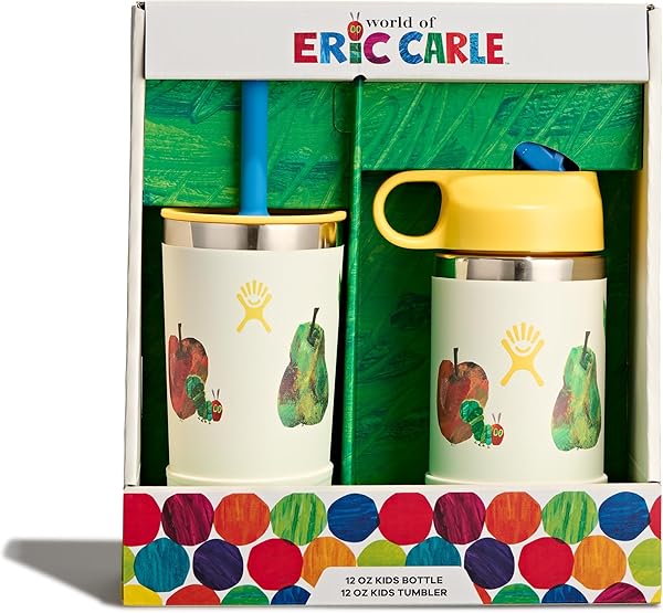 Hydro Flask Kids Water Bottle and Tumbler Bundle Set for School - Stainless Steel and Insulated with Straw Cap - 12 Oz World of Eric Carle™ Fruit