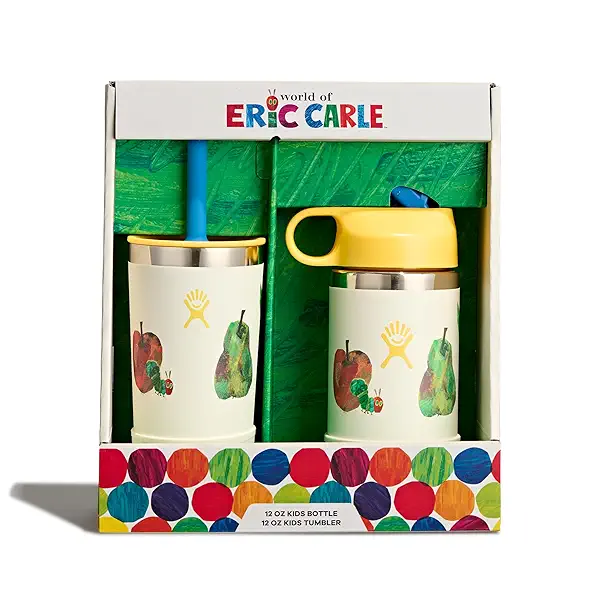 Hydro Flask Kids Water Bottle and Tumbler Bundle Set for School - Stainless Steel and Insulated with Straw Cap - 12 Oz World of Eric Carle™ Fruit 1