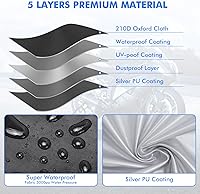 Vista 2 de NEVERLAND Funda impermeable para motocicleta al aire libre – Funda negra resistente para scooter, cubierta de motocicleta con logotipo reflectante