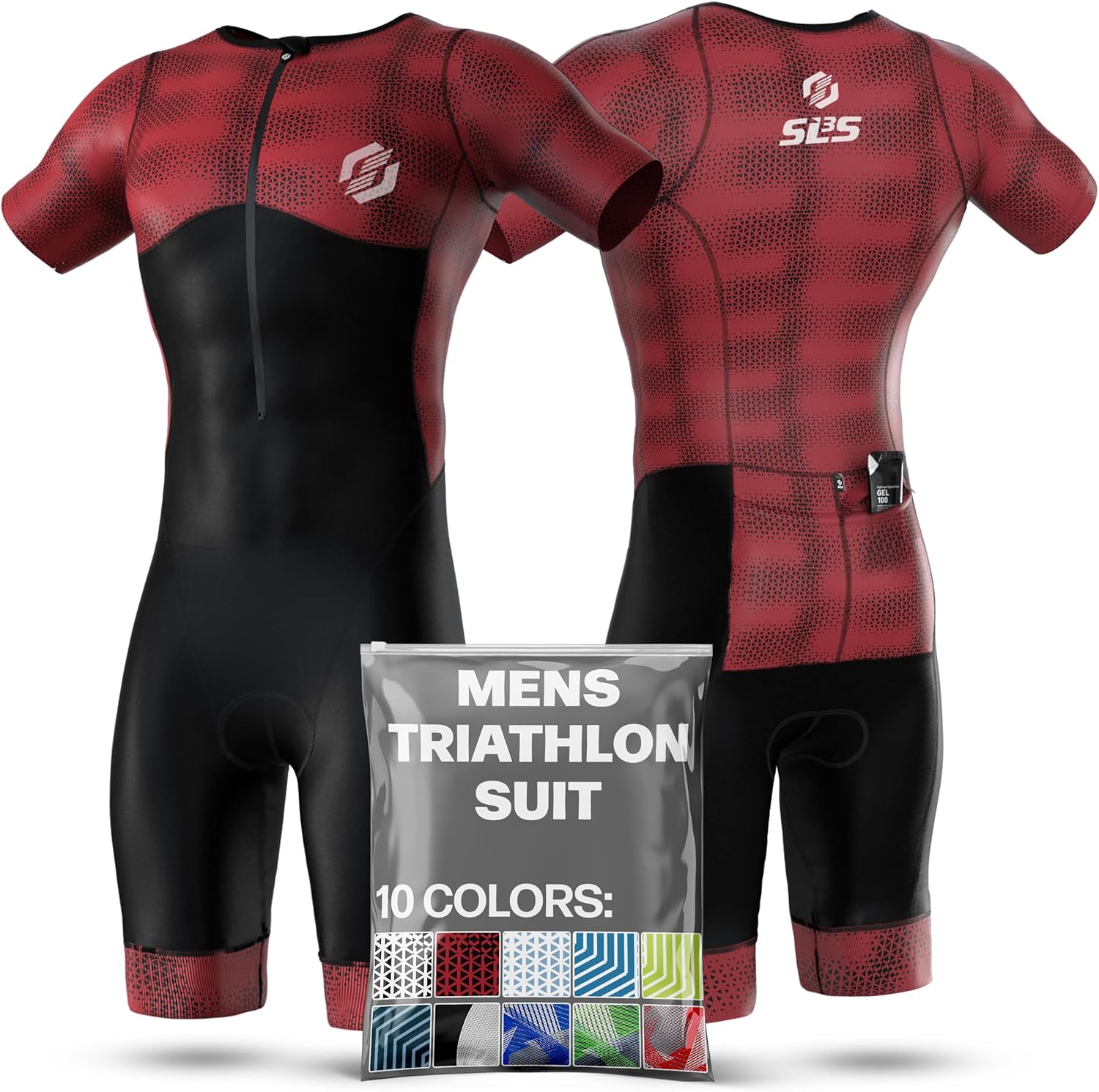 SLS3 Triathlon Suits Mens - Aerodynamic Sleeved Mens Tri Suit – Lightweight Trisuit with Premium FX Fabrics - 2 Pockets