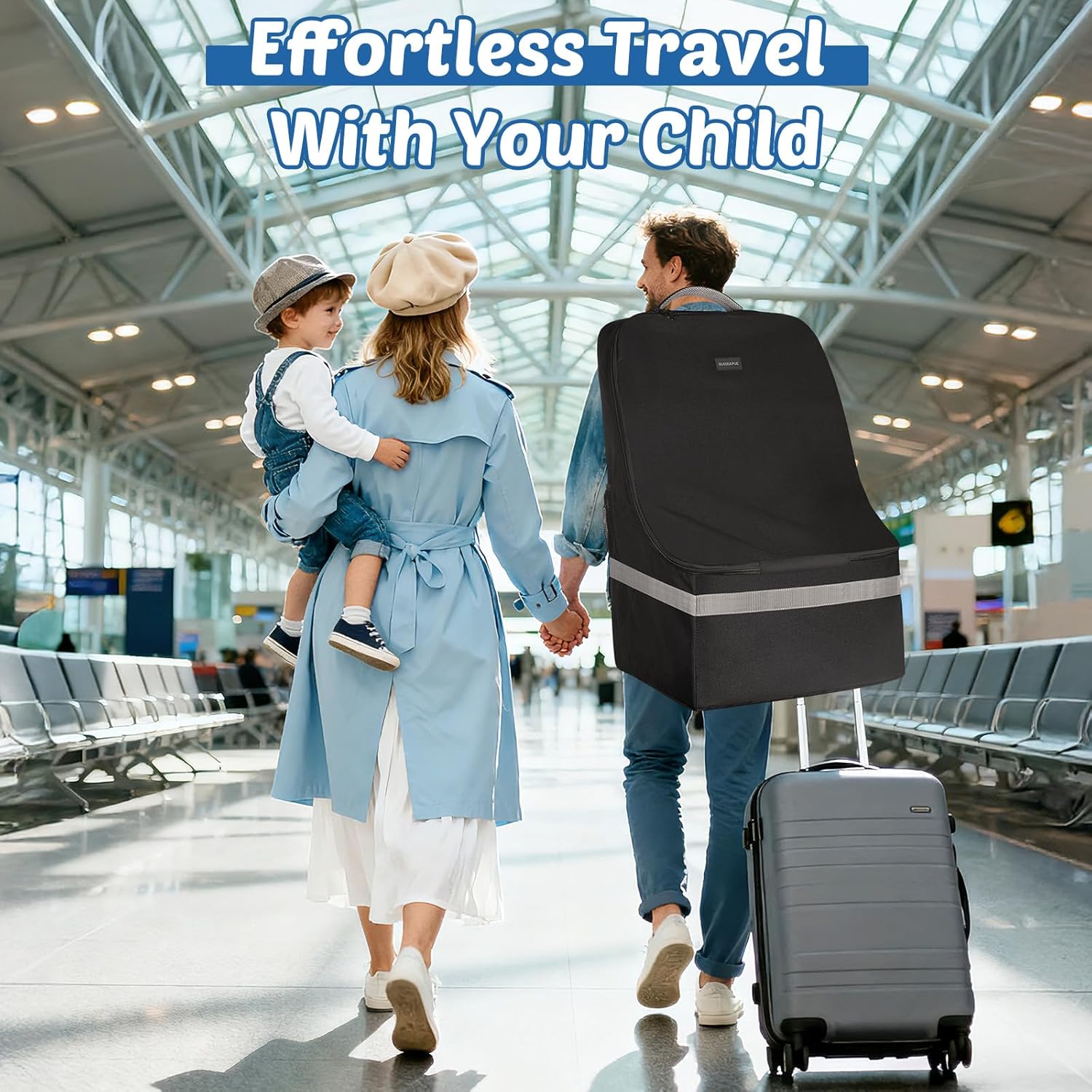 Padded Car Seat Travel Bag For Airplane: Backpack Car Seat Cover for Air Travel, Carseat Bag With Shoulder Strap for Infant Car Seats, Boosters & Carriers, Flying Accessories For Gate & Baggage Check