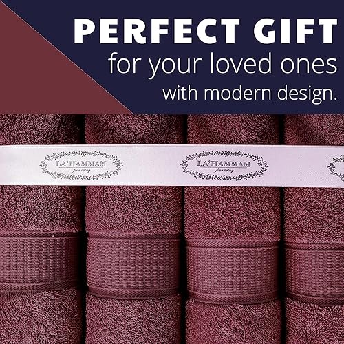 Miniatura 6 de LA' HAM MAM FINE LIVING Juego de toallas personalizadas con texto bordado, paquete de 2 toallas de baño de algodón turco altamente absorbentes y