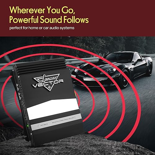 Miniatura 6 de Lanzar Amplificador MOSFET de alta potencia de 2 canales, delgado 800 vatios conectable, mono estéreo de 2 canales, amplificador de audio para