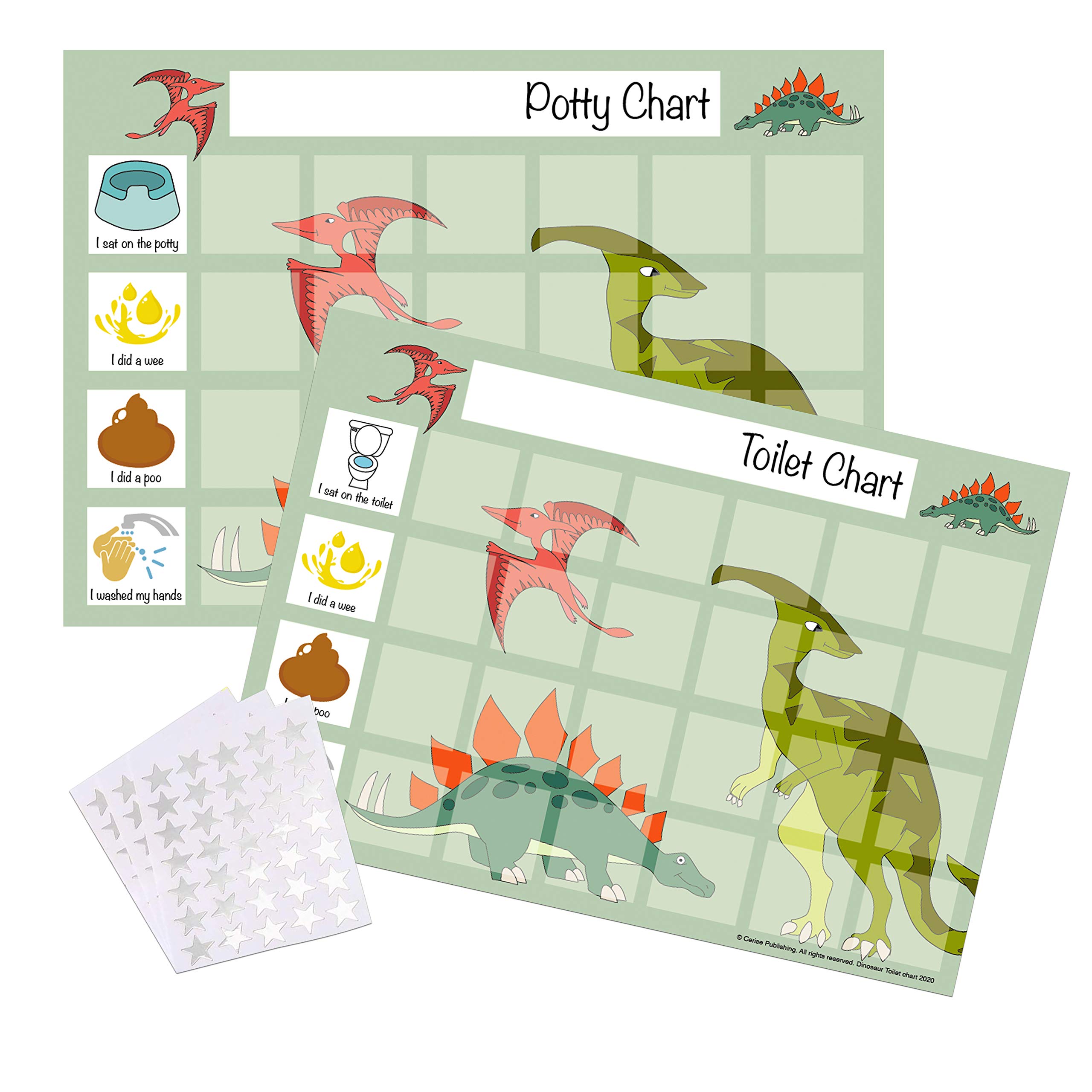 Dinosaur Potty Toilet Training Sticker Chart for Toddlers by Cerise Publishing