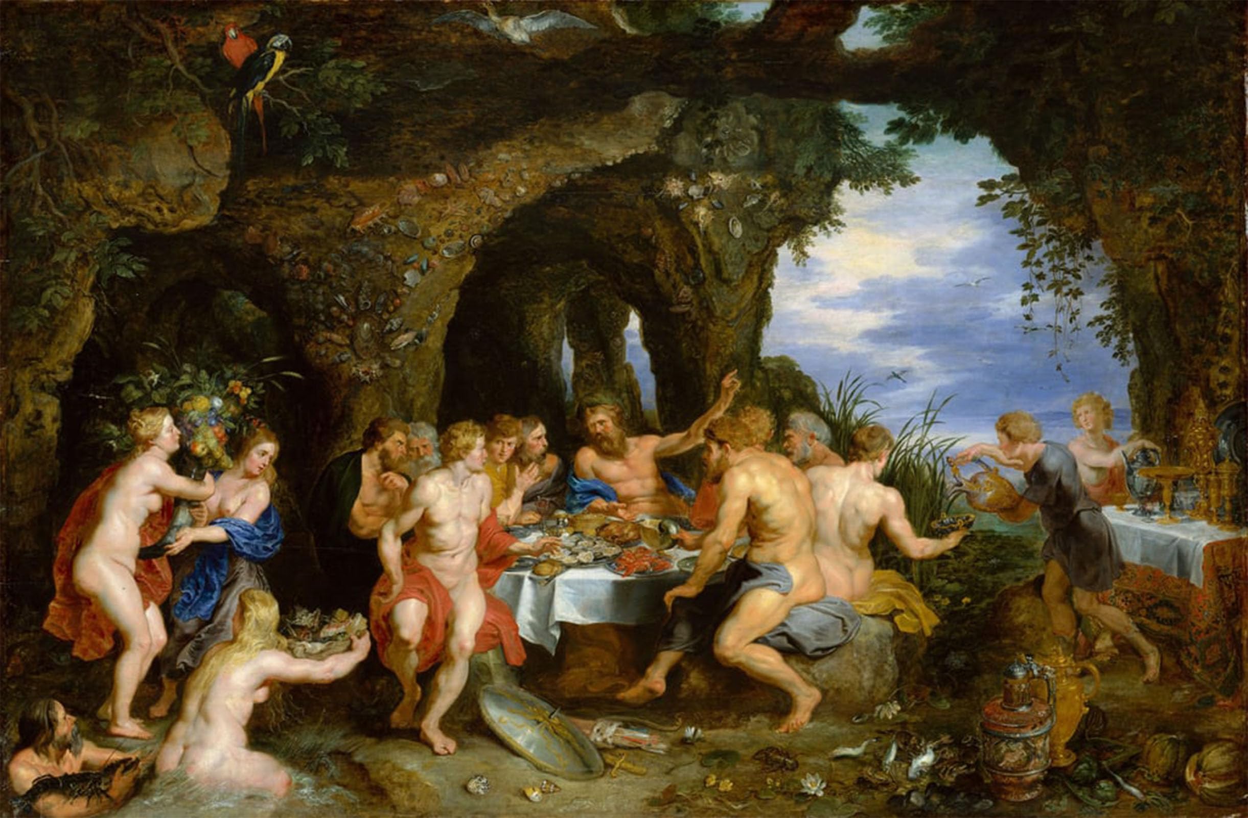 ARTXLXXBN Famous Prints Artwork Pictures Poster Painting Art the Feast of Achelous by Jan the Elder Brueghel Artwork Landscape Pictures for Home Decor 60x90cm
