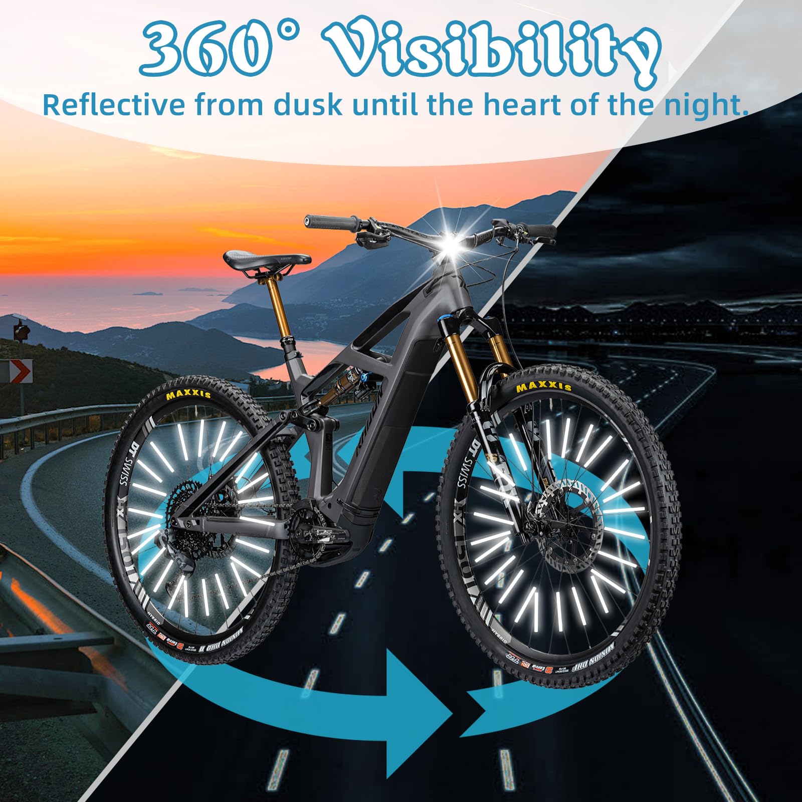 Szprychy Reflektory Rowerowe 96 szt., Szprychy Obejmuje dla odbicia 360°, Alternatywa dla Katadiopterów rowerowych, akcesoria rowerowe dla dzieci, kompatybilne ze wszystkimi standardowymi rowerami