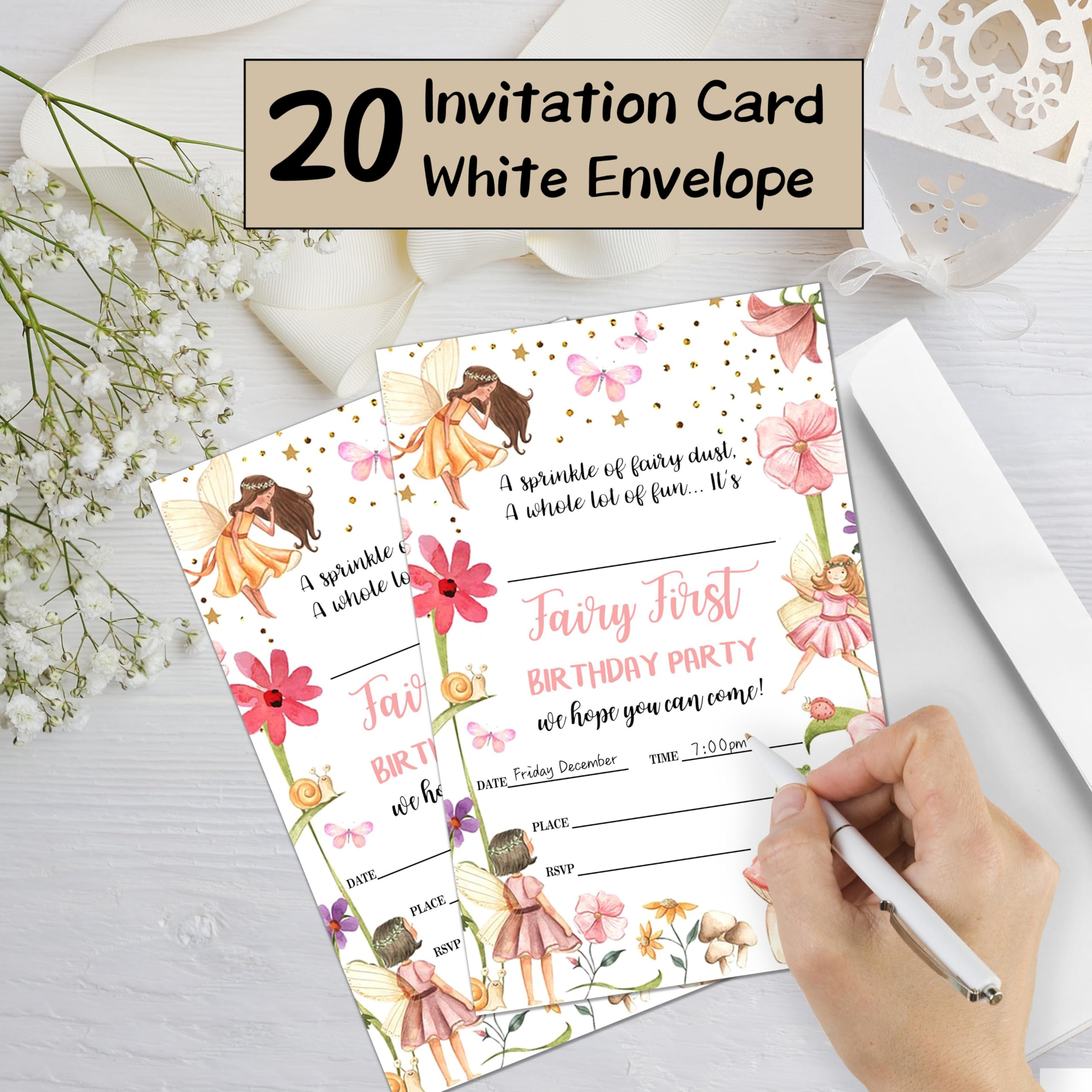 Fairy Garden Party Invites Eronm Fairy Birthday Invitation Cards - 20 Pack  Garden Forest Theme For Girls With Envelopes Eronm Fairy Garden Forest Girl  Invitation Cards, image size:2560x2560