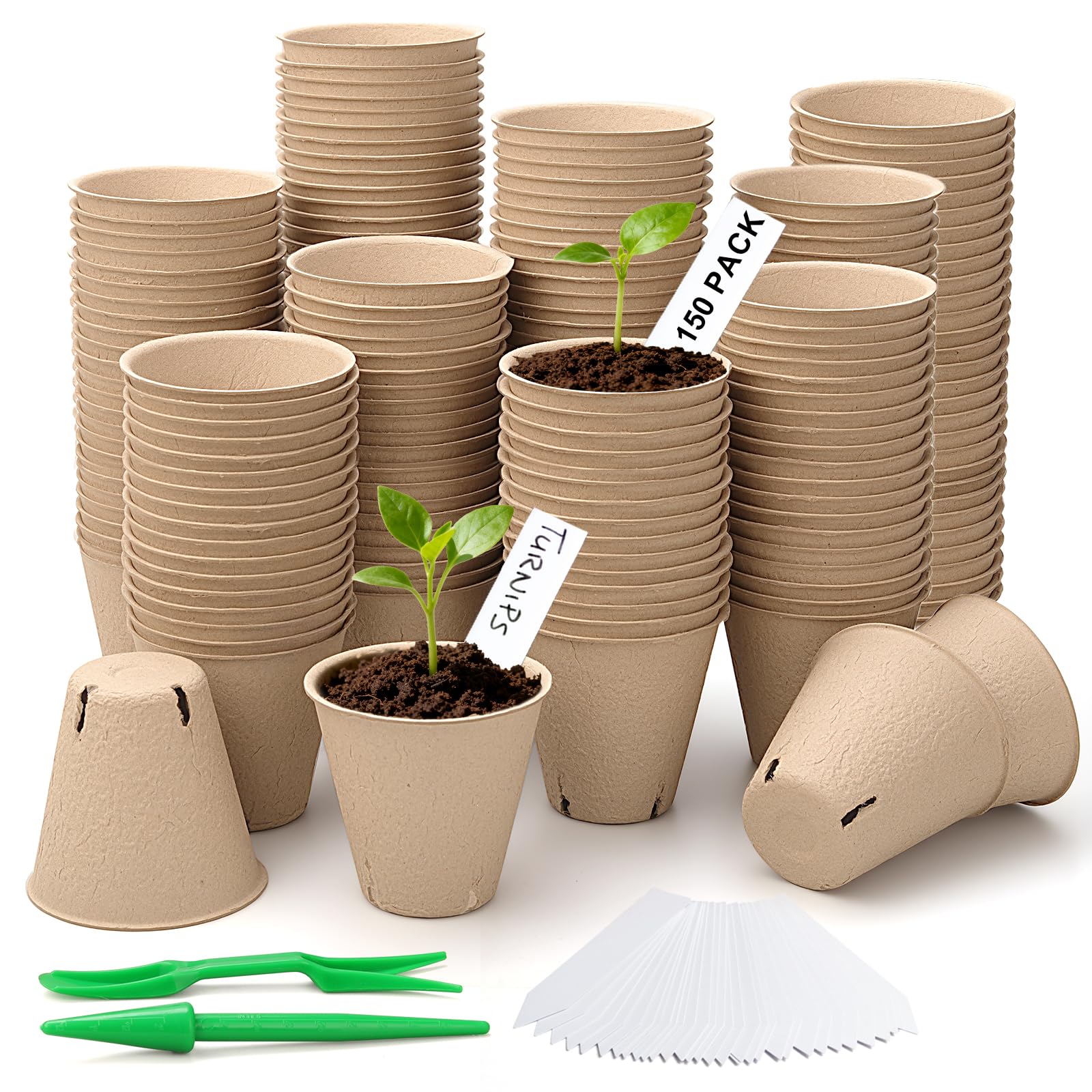 150 Pcs 3.15 Inch Peat Pots with Tools