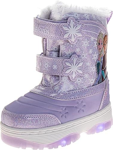Disney Frozen Elsa and Anna Snowflakes - Girls Insulated Warm Waterproof Winter Snow Boots (Toddler-Little Kid)