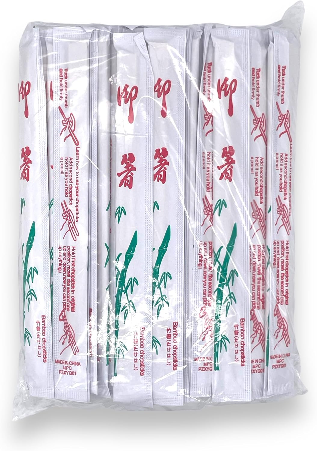 Product image of Chinese Bamboo Disposable Chopsticks - Pack of 100 Pairs, 9" long, Has Directions on the Back of Each Pair! Great for Everyone and Food Service Customers!