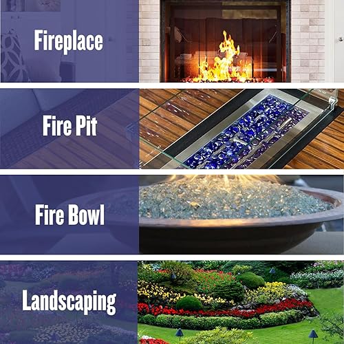 Miniatura 7 de American Fireglass, vidrio para hogar con vidrio para hoguera y vidrio para estufa, Azul Royal