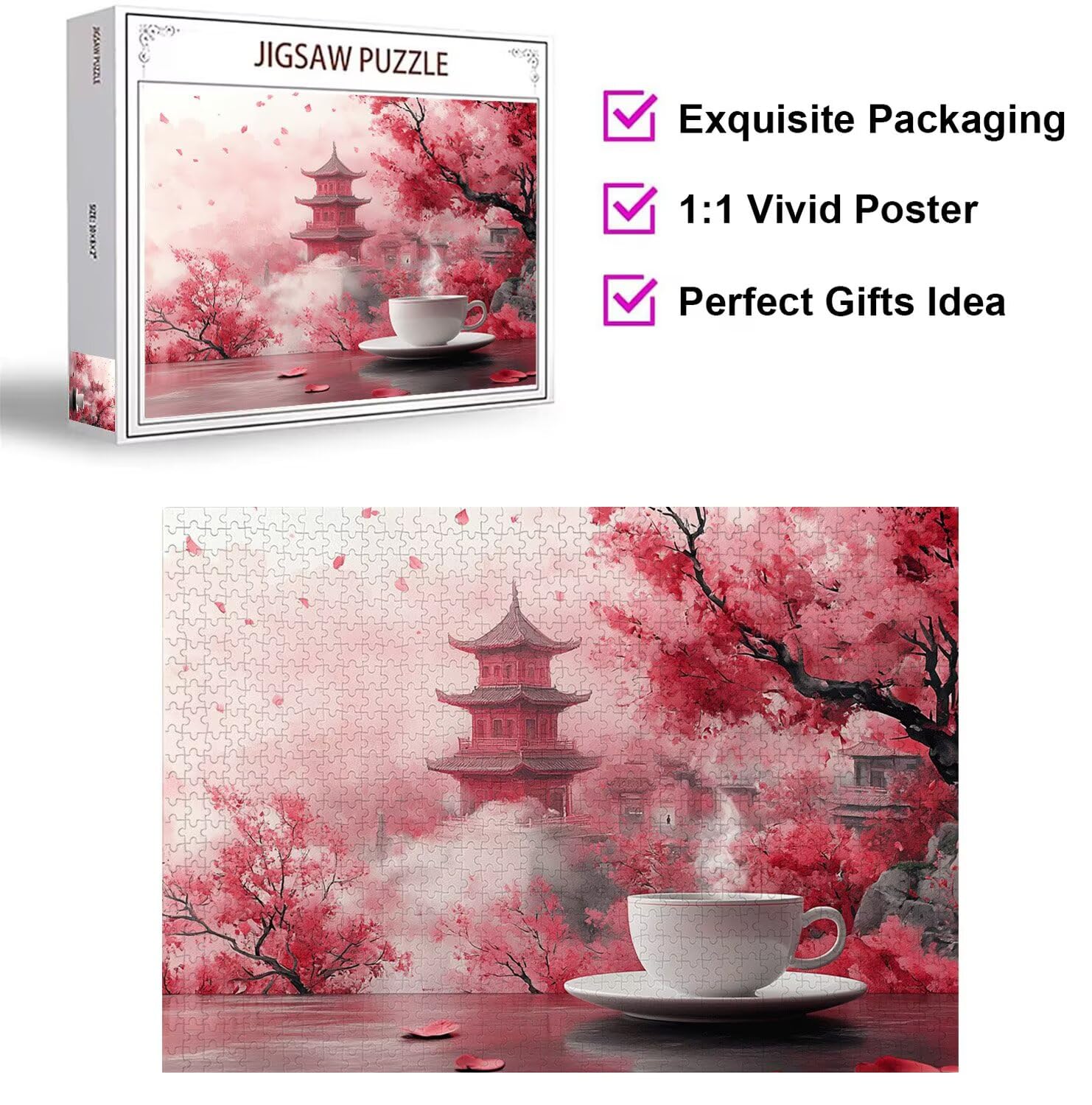 Puzzle 2000 sztuk 99 x 70 cm, puzzle dla dorosłych kwiaty wiśni na poddaszu
