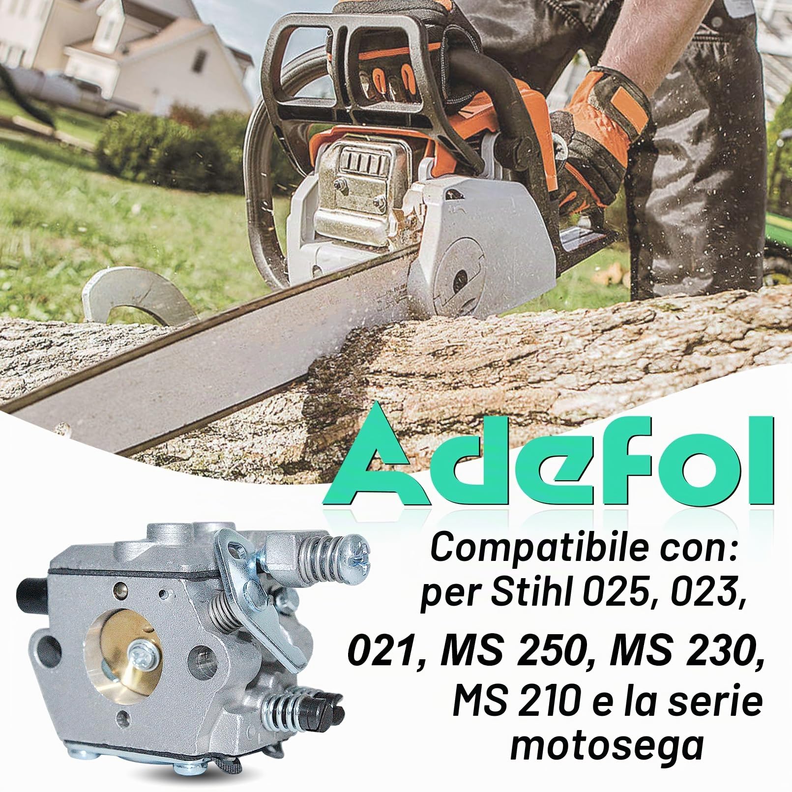 Kit Carburatore per STIHL 021, 023, 025, MS 210, MS 230, MS 250 Motosega, ADEFOL Parti di Ricambio include Carburatore e Guarnizione Candela Tubo Filtro Tappo Accessorio 13 in 1