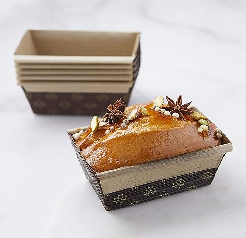 Pastry Chef's Boutique Moldes de papel rectangulares desechables para pan, hechos de forma natural, reciclables, aptos para microondas y horno,