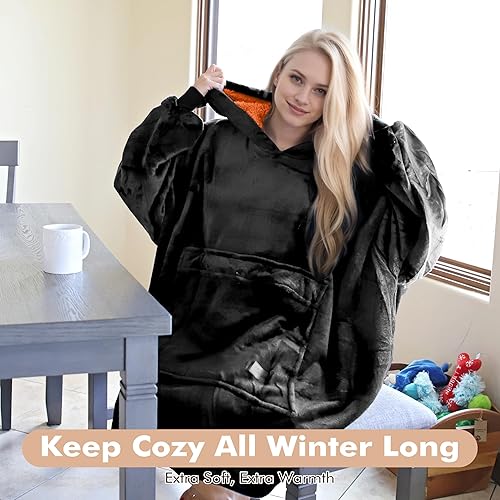 Miniatura 3 de Sudadera gigante con capucha, reversible y cómoda, negro