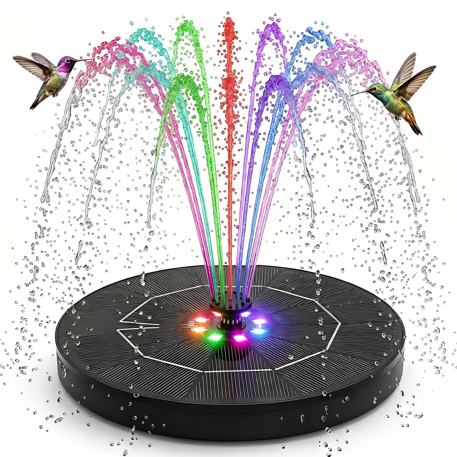 Solar Springbrunnen, Solar Teichpumpe mit 5 Effekte Solar Wasserpumpe Solar schwimmender Fontäne Pumpe für Gartenteich Oder Springbrunnen Vogel-Bad Fisch-Behälter