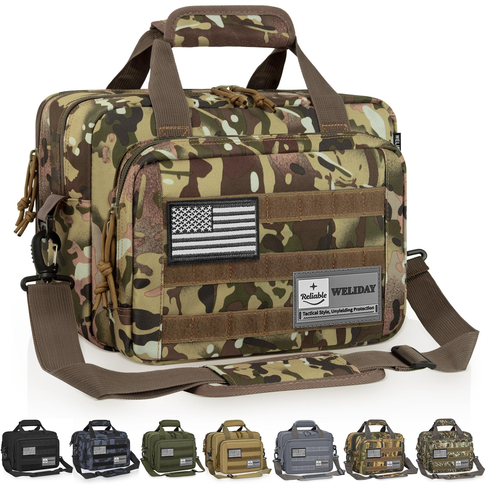 Tactical Gun Range Bag, Pistol Carrying Bag for 2 Handguns and Ammo, Firearm Shooting Case with 6 Magazine Slots and Lockable Zipper for Shooting Range &amp; Outdoor Hunting