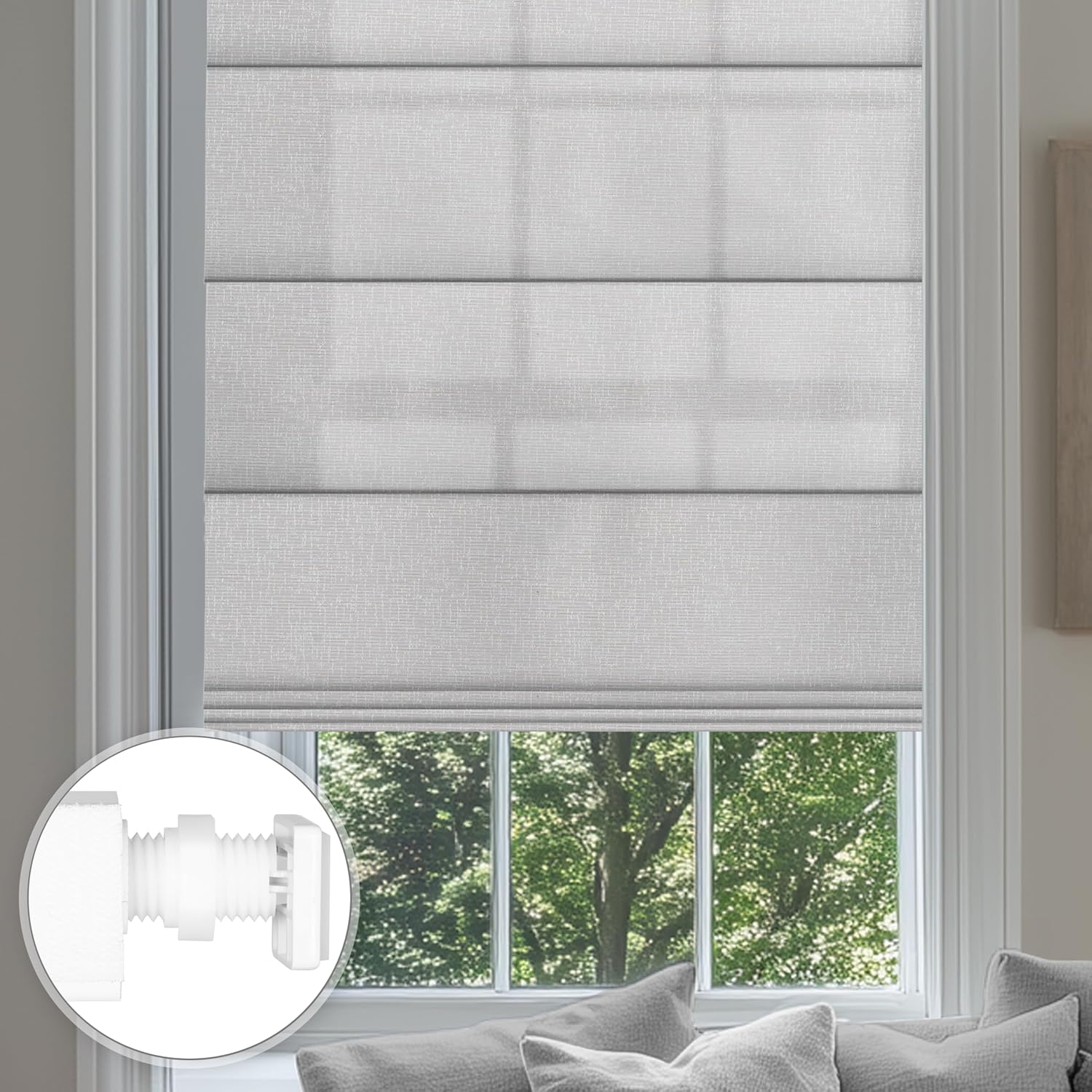No Drill Roman Shades for Windows No Tools Roman Shades, UV Protection, Privacy, Thermal Insulation Roman Blinds, Easy to Install, 70?Blackout 22\" W x 36\" H