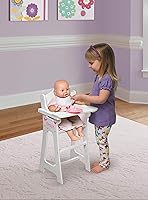 Vista 4 de Badger Basket Silla alta de muñeca de juguete con accesorios y kit de personalización para muñecas de 18 pulgadas - BlancoRosaChevron