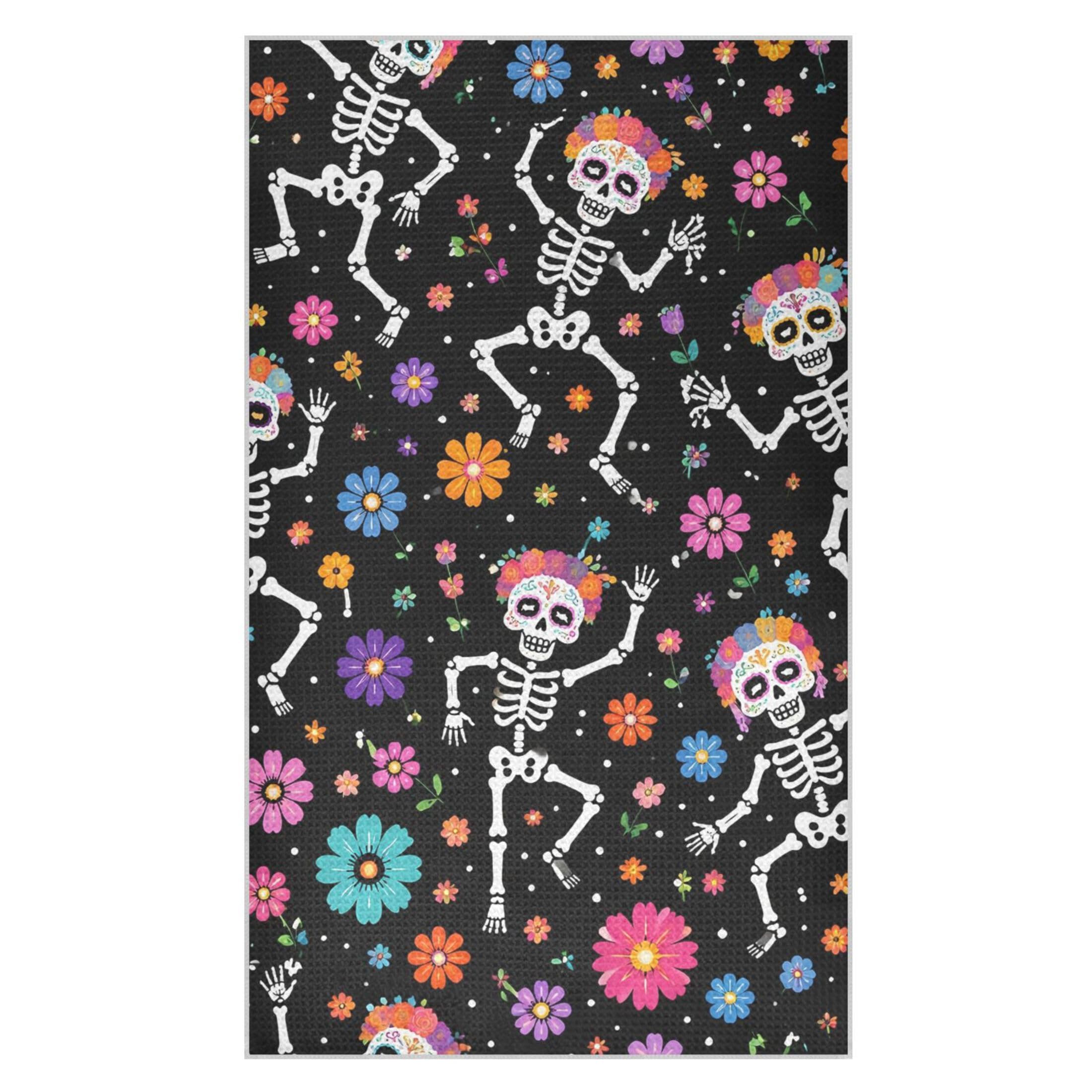 Kutsu Skeletons Waffle Weave Kitchen Towels Absorbent Quick Drying Dish Towels for Kitchen, Decorative Tea Towel, 18x30 in