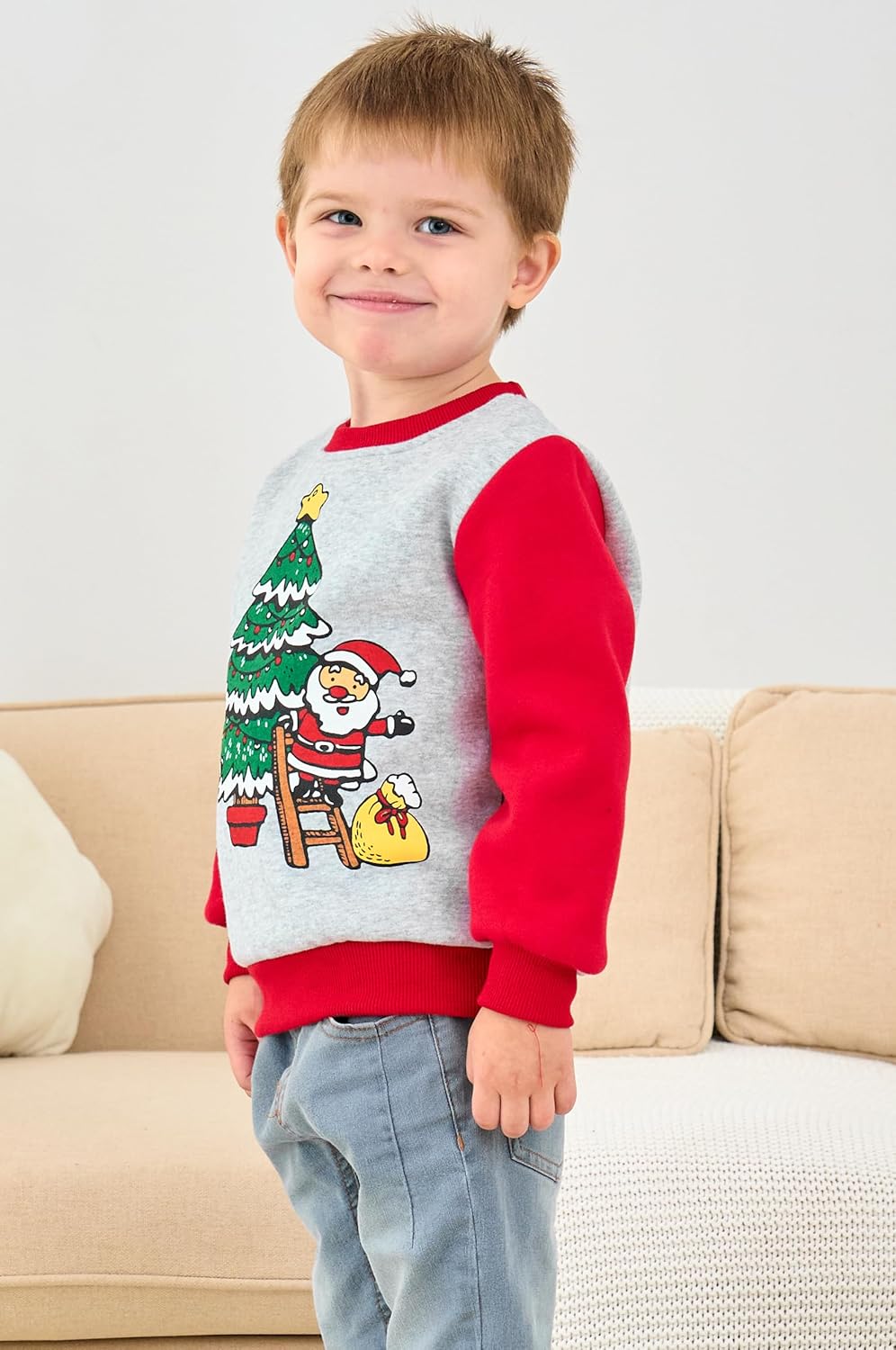 幼児 男の子 クリスマス スウェットシャツ キッズ アグリーセーター トナカイ 長袖 クリスマス フリース プルオーバー トップス