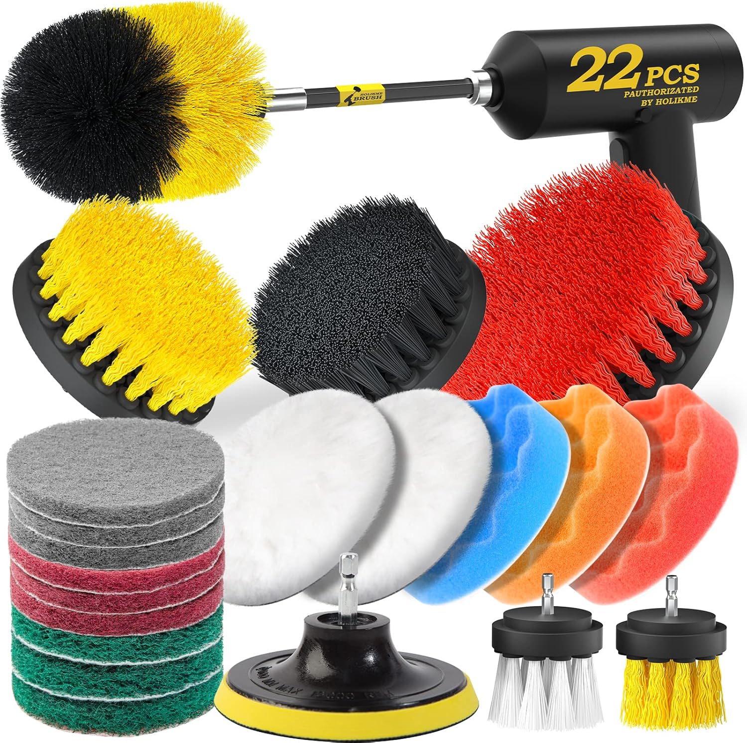 Buy Holikme 22Piece Drill Brush Attachments Set, Scrub Pads & Sponge
