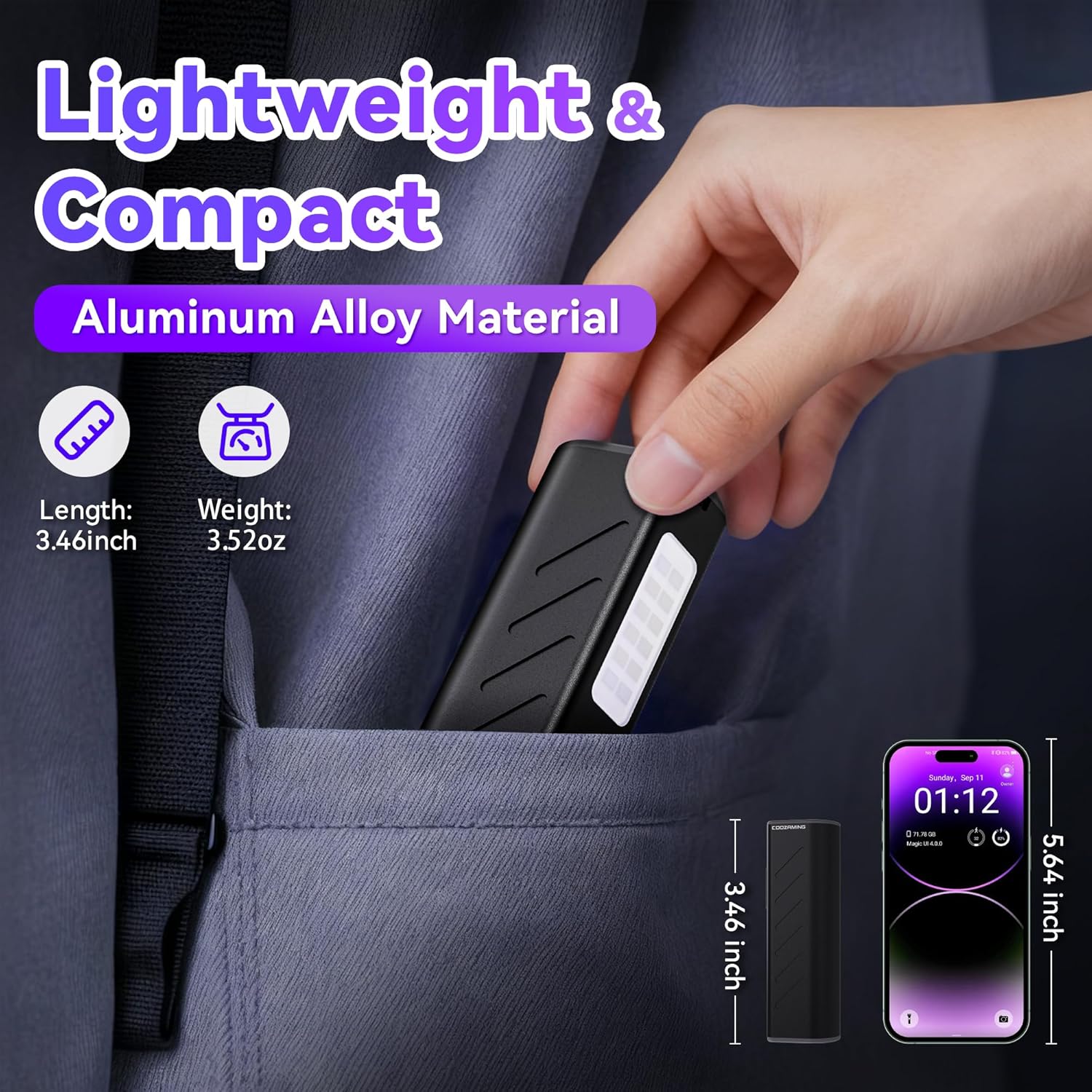 365nm UV Flashlight, EDC Rechargeable Flashlight with Black Light, asern 1 Mini Portable for Pet Urine Detection, Cure Resin, Stains Detection, Scorpion Detector 4Pack