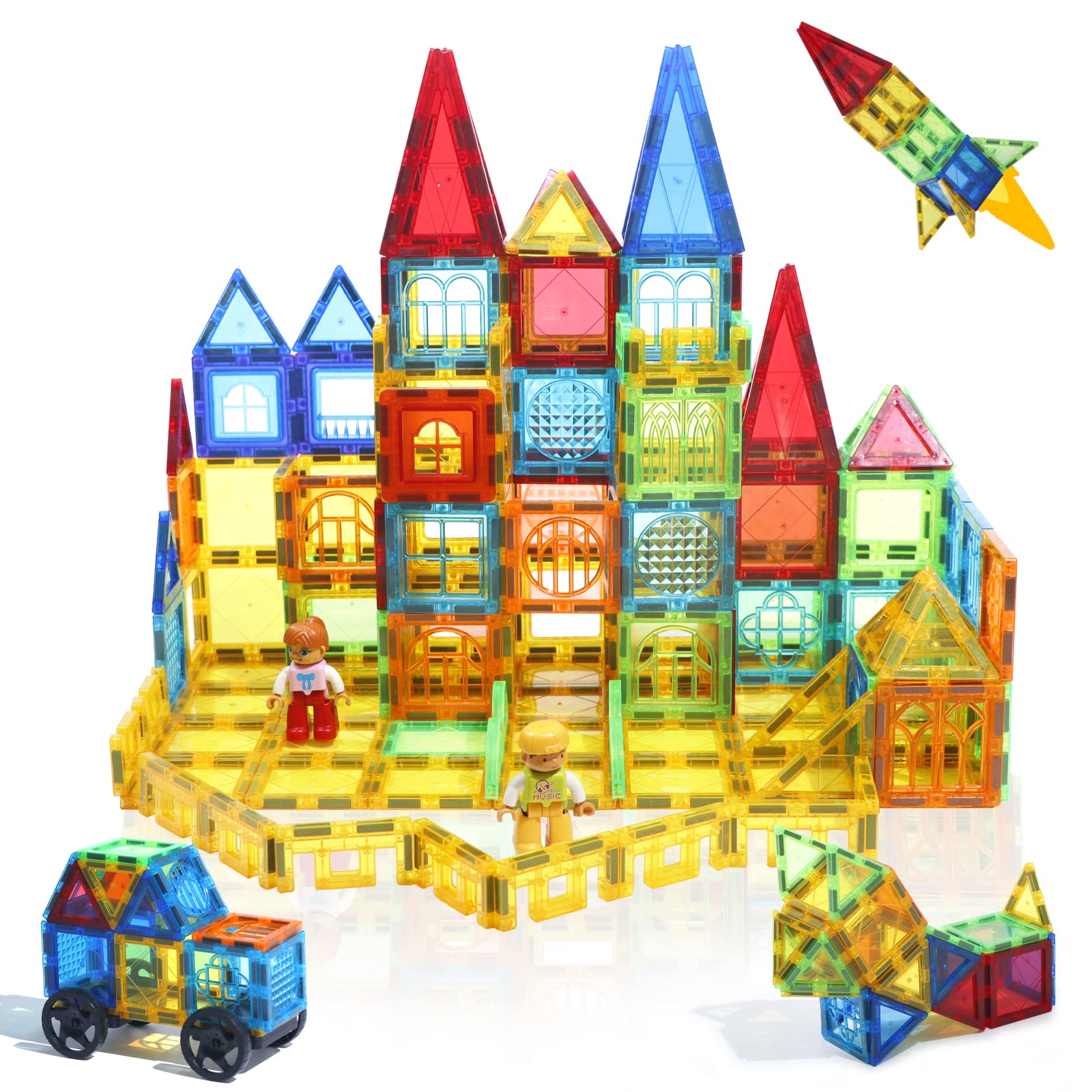 Magblock 100 Piezas Magnéticas Juego de Bloques de Construcción-Azulejos Magnéticos para Niños, Construcción Magnética Juguetes Educativos Regalo para 3 4 5 6 Años Niños Niñas