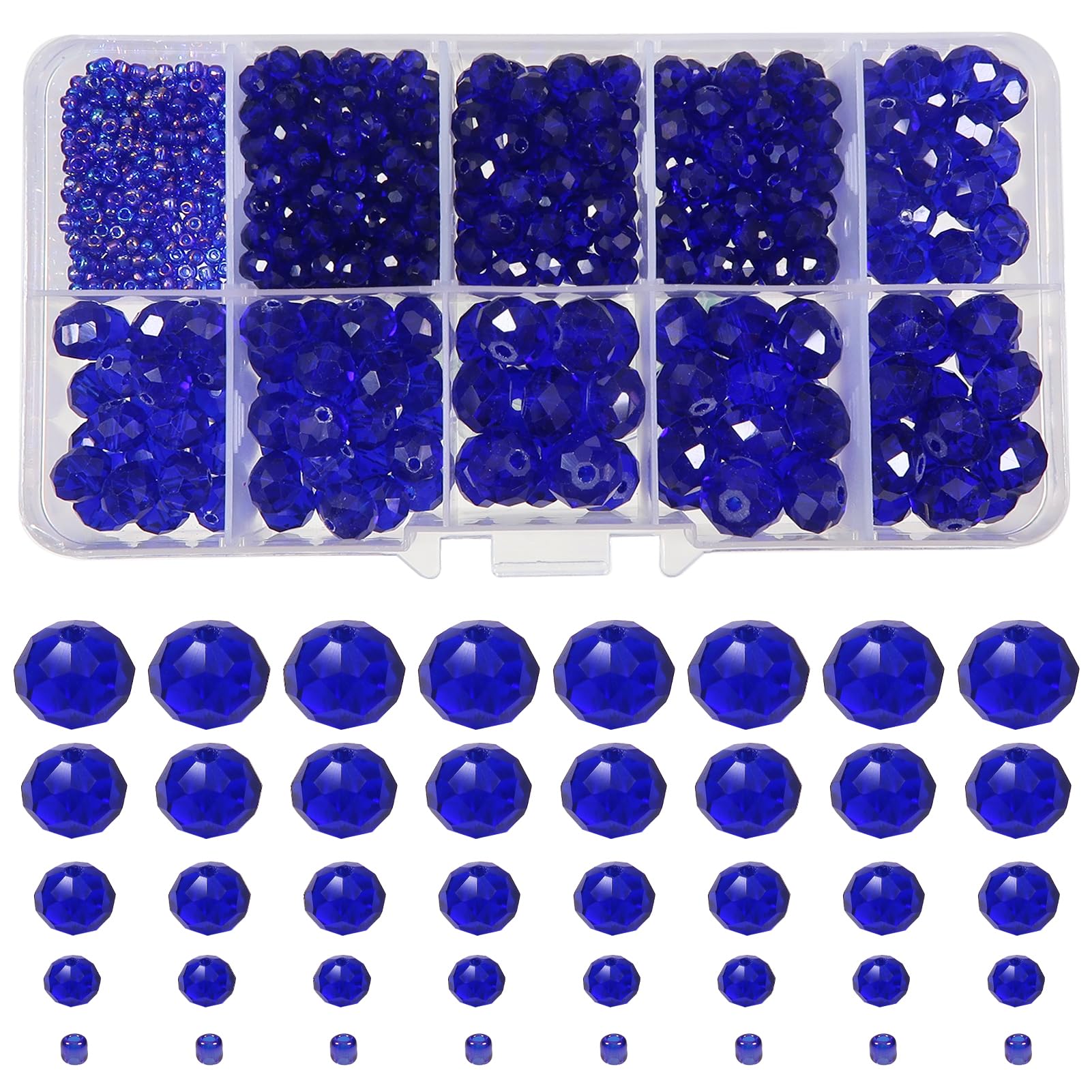 TOAOB 1000pcs Perles En Verre à Facettes De Cristal 4mm 6mm 8mm En Rondes En Vrac Crystal Beads à Thème Brun Pour Fabrication De Bijoux DIY Bracelets Colliers Artisanat
