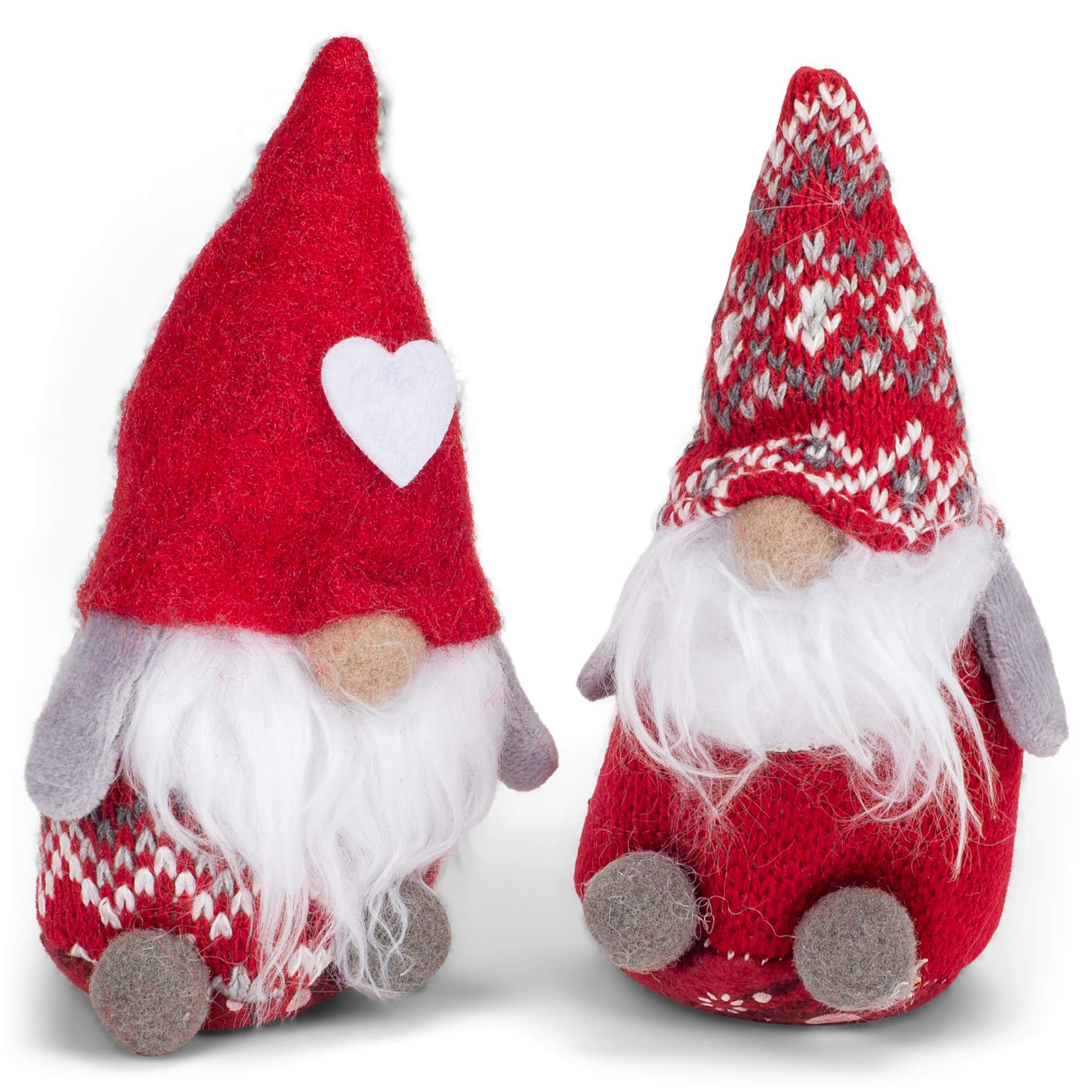 DeltonProducts Corp Sitting Knit Sweater Hat and Heart Hat Gnome Set 5.5 Inches Tall