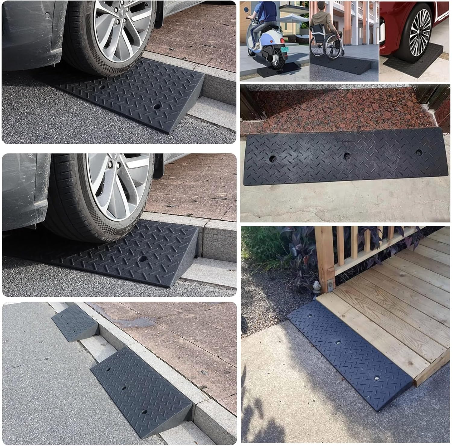 Schody rampowe Gumowe najazdy krawężnikowe, wytrzymałe najazdy podjazdowe, podjazdy dla wózków inwalidzkich do transportu zwierząt(Height 9cm/3.5inch)