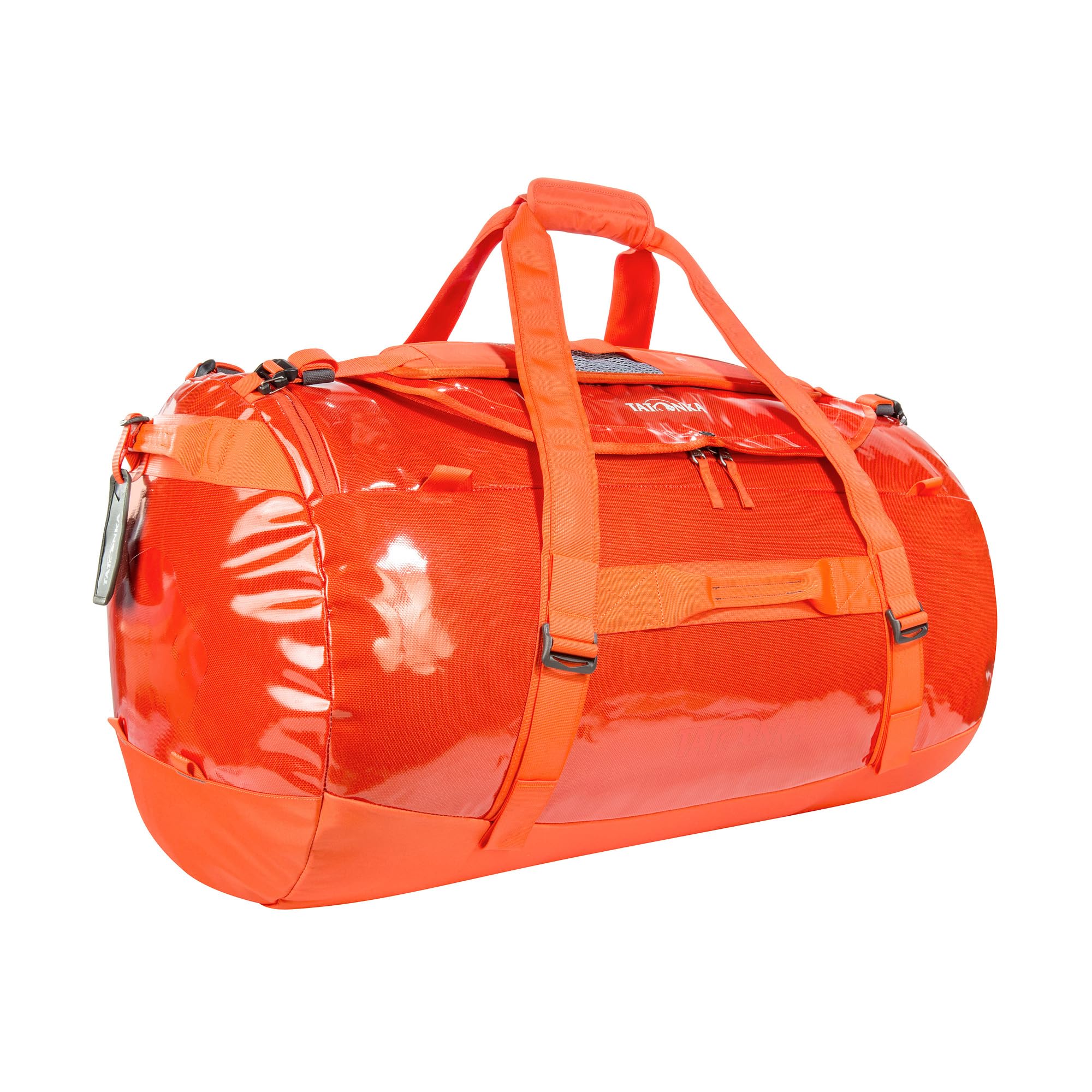 Tatonka Barrel 110L Waterproof Travel Bag with Backpack Function, Large Opening, Padded Base and Lockable Zip, Red Orange, 110 Liter, Durable Travel Bag with stowable Backpack Shoulder Straps