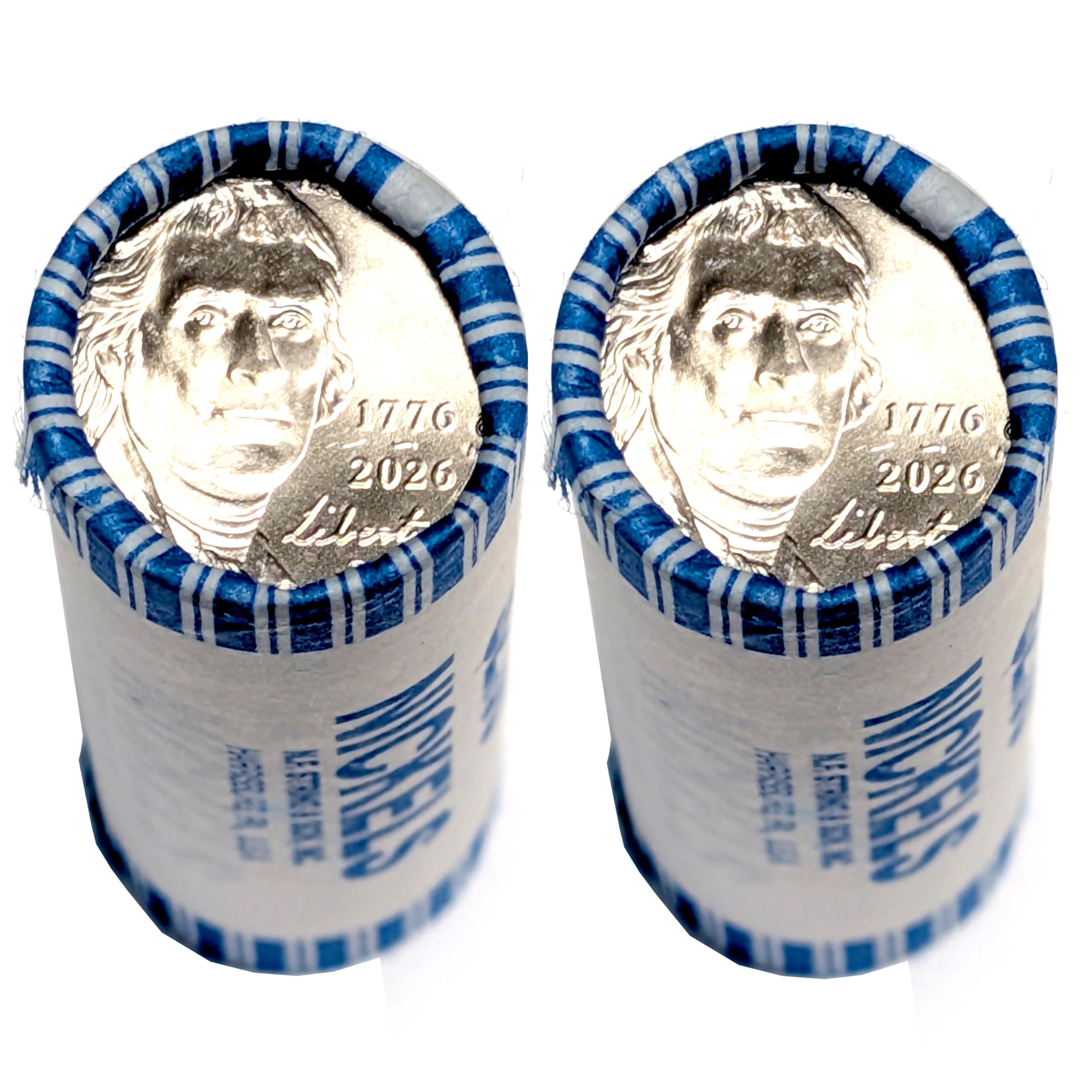 ナルミン 2026 P, D 2 Roll Set of Jefferson Nickel with Dual Date 1776-2026