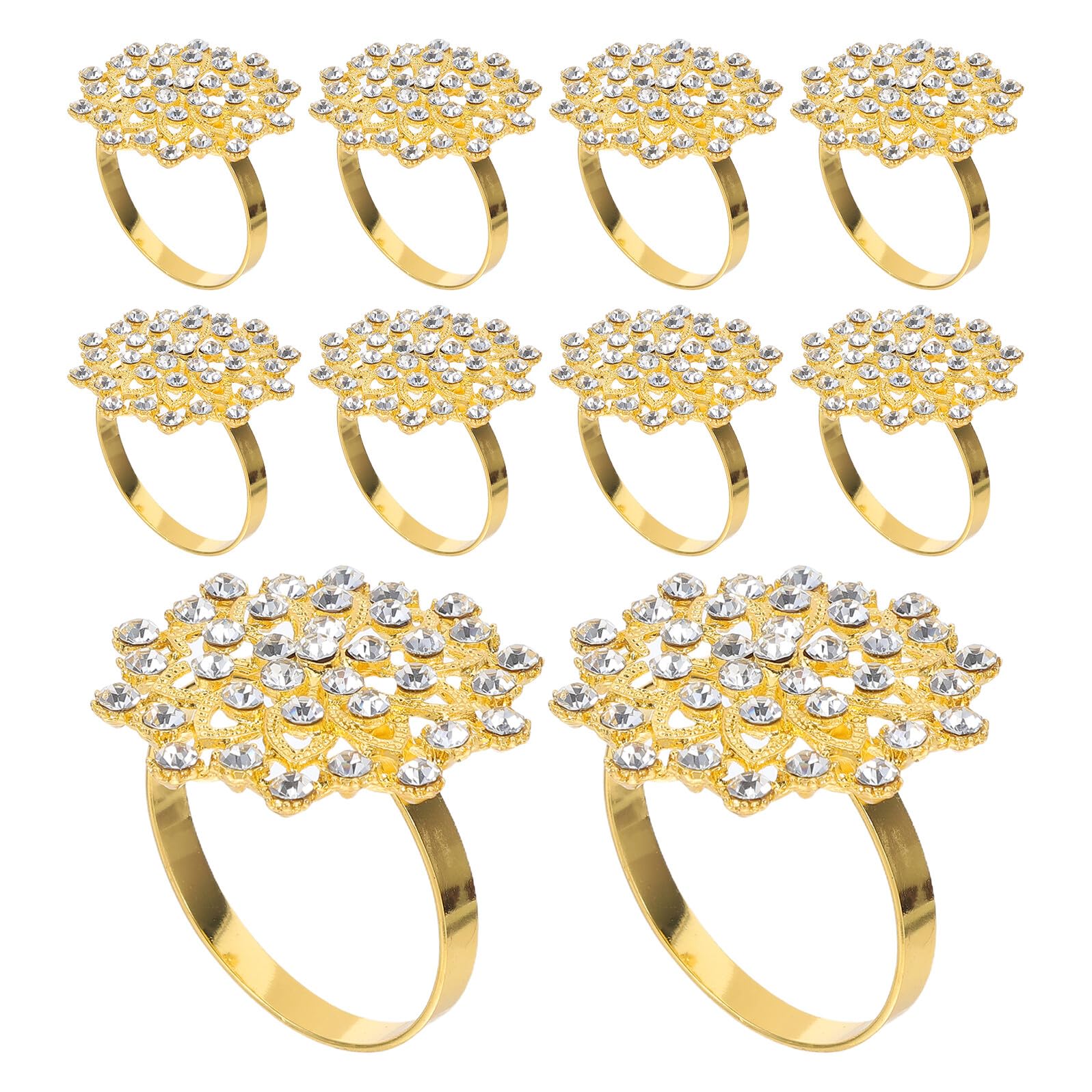 NOLITOY 12pièces Ronds de Serviette Strass Décoratifs et Ajourés Fer Doré pour Banquet de Mariage Lot