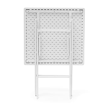 Tavolo Da Campeggio Pieghevole Relaxdays BASTIAN | 74x61.5x61.5cm | Look Rattan | Bianco - Foto 8